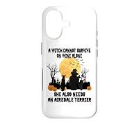 Custodia per iPhone 17 Witch Wine And Airedale Terrier Dog Mom Halloween Costume