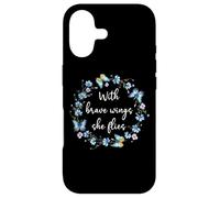 Custodia per iPhone 17 With Brave Wings She Flies Cute Butterfly Blue Purple Floral
