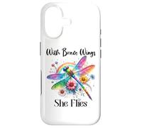 Custodia per iPhone 17 With Brave Wings She Flies Dragonfly Rainbow Daisy Flower