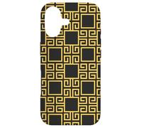 Custodia per iPhone 17 Yellow Black Beige Square Spiral Greek Pattern