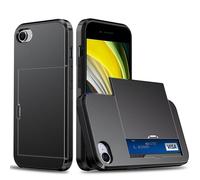 Custodia per iPhone 6/iPhone 6s con portacarte Portafoglio Custodia Armatura iPhone 6/iPhone 6s Custodia PC TPU 2 in 1 a doppio strato Custodia paraurti antiurto -(Nero)