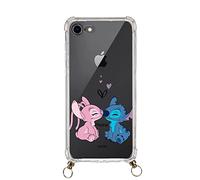 Custodia per iPhone 7-8 - SE - SE 2022 Ufficiale di Lilo & Stitch Bacio Ciondolo Trasparente per proteggere il tuo cellulare. Scegli il tipo di custodia che ti piace di più con licenza ufficiale