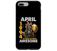 Custodia per iPhone 7 Plus/8 Plus 32nd Birthday Raccoon Beer April 1994 Vintage 32 Years Old
