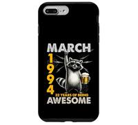 Custodia per iPhone 7 Plus/8 Plus 32nd Birthday Raccoon Beer March 1994 Vintage 32 Years Old