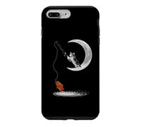 Custodia per iPhone 7 Plus/8 Plus A Cat Fishing on the Crescent Moon Funny Cats Lovers Fisher