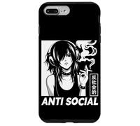 Custodia per iPhone 7 Plus/8 Plus Anti Sociale Fumo Ragazza Emo Anime Scuro Kanji Goth Estetica