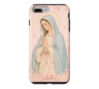 Custodia per iPhone 7 Plus/8 Plus Arte di preghiera della Vergine Maria pastello con dettagli floreali