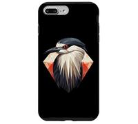 Custodia per iPhone 7 Plus/8 Plus Arte geometrica dell'airone notturno coronato nero, carino uccello Lov