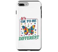 Custodia per iPhone 7 Plus/8 Plus Autism It's OK To Be Different Butterfly Puzzle Kid Teacher