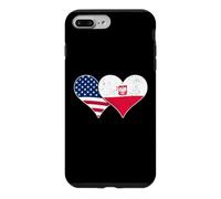 Custodia per iPhone 7 Plus/8 Plus Bandiere USA e Polonia - Cuori vintage americani e polacchi