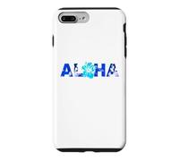 Custodia per iPhone 7 Plus/8 Plus Batik Hibiscus Fiore tonalità blu Surf Trip Vacanza Luna di miele