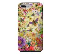Custodia per iPhone 7 Plus/8 Plus Bees Boho Wildflowers foglie e vetro colorato floreale