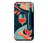 Custodia per iPhone 7 Plus/8 Plus Bicchiere di vino accanto a una bottiglia senza etichetta e fichi