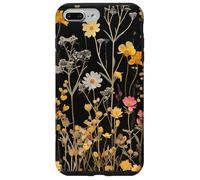 Custodia per iPhone 7 Plus/8 Plus Black Boho Aesthetic Mixed Flowers Pressed Flower