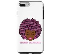 Custodia per iPhone 7 Plus/8 Plus Black Women Queen Stronger Than Breast Cancer Pink Ribbon