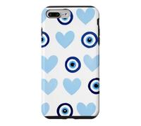 Custodia per iPhone 7 Plus/8 Plus Blu scuro scuro Evil Eye Greco Eye Cute Heart Eye Pattern