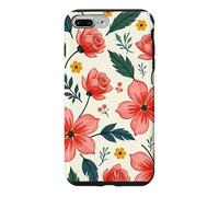 Custodia per iPhone 7 Plus/8 Plus Bold Teal verde foglie rosso rosa fiori floreali