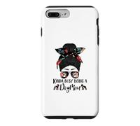 Custodia per iPhone 7 Plus/8 Plus Boston Terrier Kinda Busy Being A Dog Mom Messy Bun