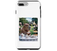 Custodia per iPhone 7 Plus/8 Plus Carino Capybara Sip Tea Rose Cup Cottagecore Floral Garden