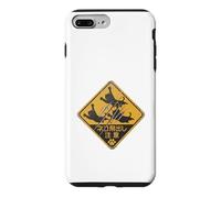 Custodia per iPhone 7 Plus/8 Plus Cartello retrò giapponese con gatto che attraversa la scritta "Caution Leaping Cats