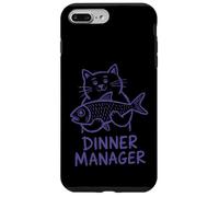 Custodia per iPhone 7 Plus/8 Plus Cat Dinner Manager Divertente Felino Fish Amante