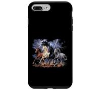 Custodia per iPhone 7 Plus/8 Plus Cavalli in esecuzione Vintage anni '90 Fulmine Tempesta Western Cow