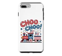 Custodia per iPhone 7 Plus/8 Plus Choo Cute Train 4th Luglio Toddler Boy Bandiera Americana Patriottica
