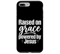 Custodia per iPhone 7 Plus/8 Plus Citazione di fede cristiana "Raised on Grace Powered by Jesus Christian Faith"
