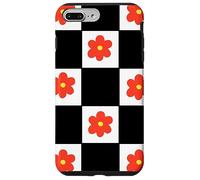 Custodia per iPhone 7 Plus/8 Plus Classic Floral Checkered Checker Checkerboard Orange Flower