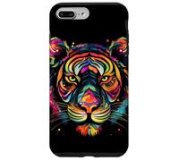 Custodia per iPhone 7 Plus/8 Plus Colorato Tiger Face Wild Animal Art Cool Big Cats Nero