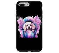 Custodia per iPhone 7 Plus/8 Plus Composizione di rose con adorabile abbigliamento per cuccioli di Spaniel bianco