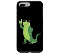 Custodia per iPhone 7 Plus/8 Plus Cool Iguana Rock On Funny Rettile Amante Animale Grafica Mano