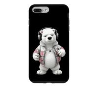 Custodia per iPhone 7 Plus/8 Plus Cool Polar Bear Cuffie Plaid Giacca Design