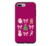 Custodia per iPhone 7 Plus/8 Plus Coquette Bow Pink Tree Babbo Natale pan di zenzero pupazzo di neve caramelle di Natale