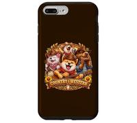 Custodia per iPhone 7 Plus/8 Plus Country& Western Capybara Shiba-Inu con chitarra Musica