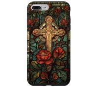 Custodia per iPhone 7 Plus/8 Plus Croce di rose primaverili fede cristiana pasquale
