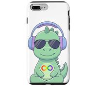 Custodia per iPhone 7 Plus/8 Plus Cuffie con dinosauro per l'accettazione dell'autismo, simbolo dell'infinito, T-Rex