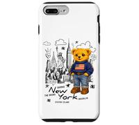 Custodia per iPhone 7 Plus/8 Plus Cute American Teddy Bear Sketch Drawing, New York Teddy Bear