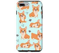 Custodia per iPhone 7 Plus/8 Plus Cute Corgi Dog with Paws Lover in Aqua Turquoise Pattern