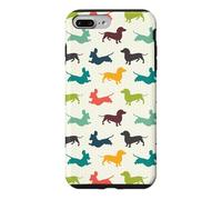 Custodia per iPhone 7 Plus/8 Plus Cute Funny Womens Jumping Multicolor Dachshund Lover Pattern