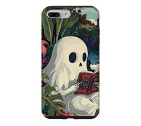 Custodia per iPhone 7 Plus/8 Plus Cute Spooky Ghost Reading Book Summer Tropical Beach Reader