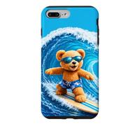 Custodia per iPhone 7 Plus/8 Plus Cute Teddy Bear Cavalcando le Onde Tavola Surf Forme Mania