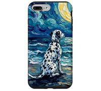 Custodia per iPhone 7 Plus/8 Plus Dalmata Starry Night Dog in spiaggia Luna e stelle Art
