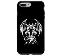 Custodia per iPhone 7 Plus/8 Plus Demone Gargoyle alato appollaiato su Rock Gothic Line Art icona