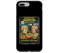 Custodia per iPhone 7 Plus/8 Plus Design Film Horror Retro Finto con Popcorn Mostri Drive-In