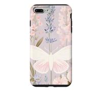 Custodia per iPhone 7 Plus/8 Plus Design pastello per giardini con falene e fiori selvatici