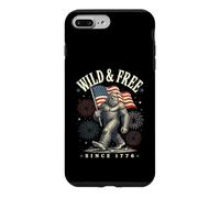 Custodia per iPhone 7 Plus/8 Plus Divertente bandiera americana Sasquatch selvaggia e libera dal 1776