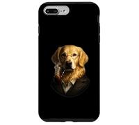 Custodia per iPhone 7 Plus/8 Plus Divertente cane da gentiluomo Golden Retriever con pipa, sofisticato