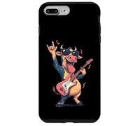 Custodia per iPhone 7 Plus/8 Plus Divertente cartone animato mucca a dondolo chitarra stile vintage