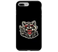 Custodia per iPhone 7 Plus/8 Plus Divertente e fresco Raccoon Rock On Hand Sign Rockstar Tour Graphic